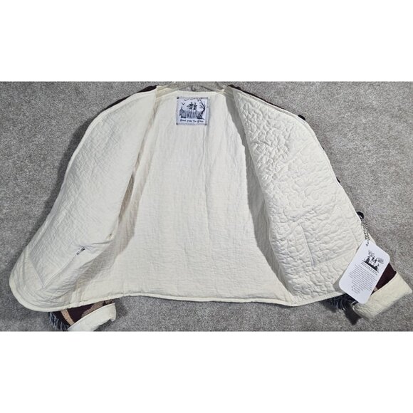 OOAK Handmade Upcycled Mickey Mouse Tapestry Jacket Quilt Lined Fringe Women's L - Picture 5 of 16